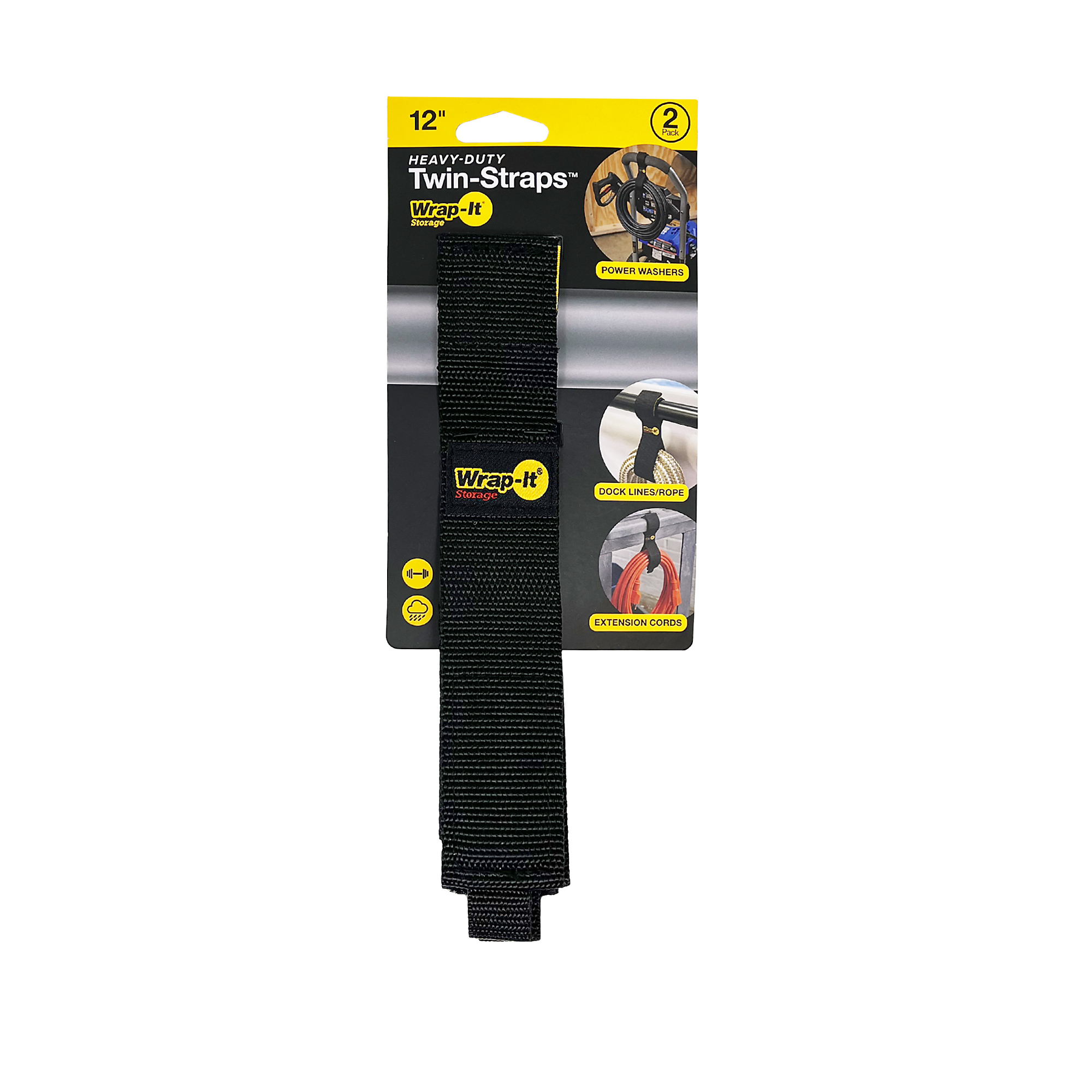 Wrap-It, Twin 'n Strap 12in. Black (2 Pack), Straps (qty.) 2 Length 12 in, Model# 102-TWIN-12BL